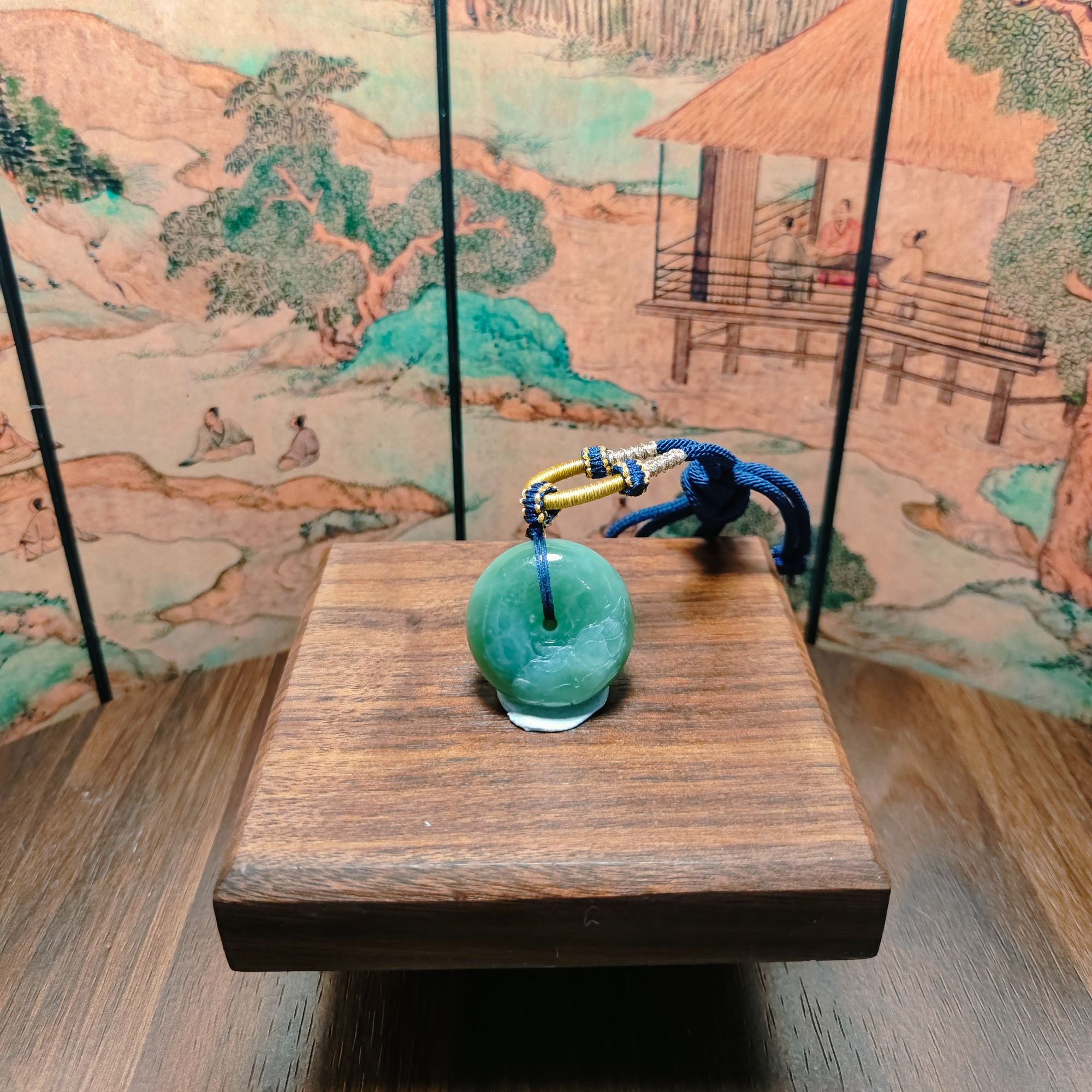 J和田玉碧玉猫眼平安扣吊坠0351