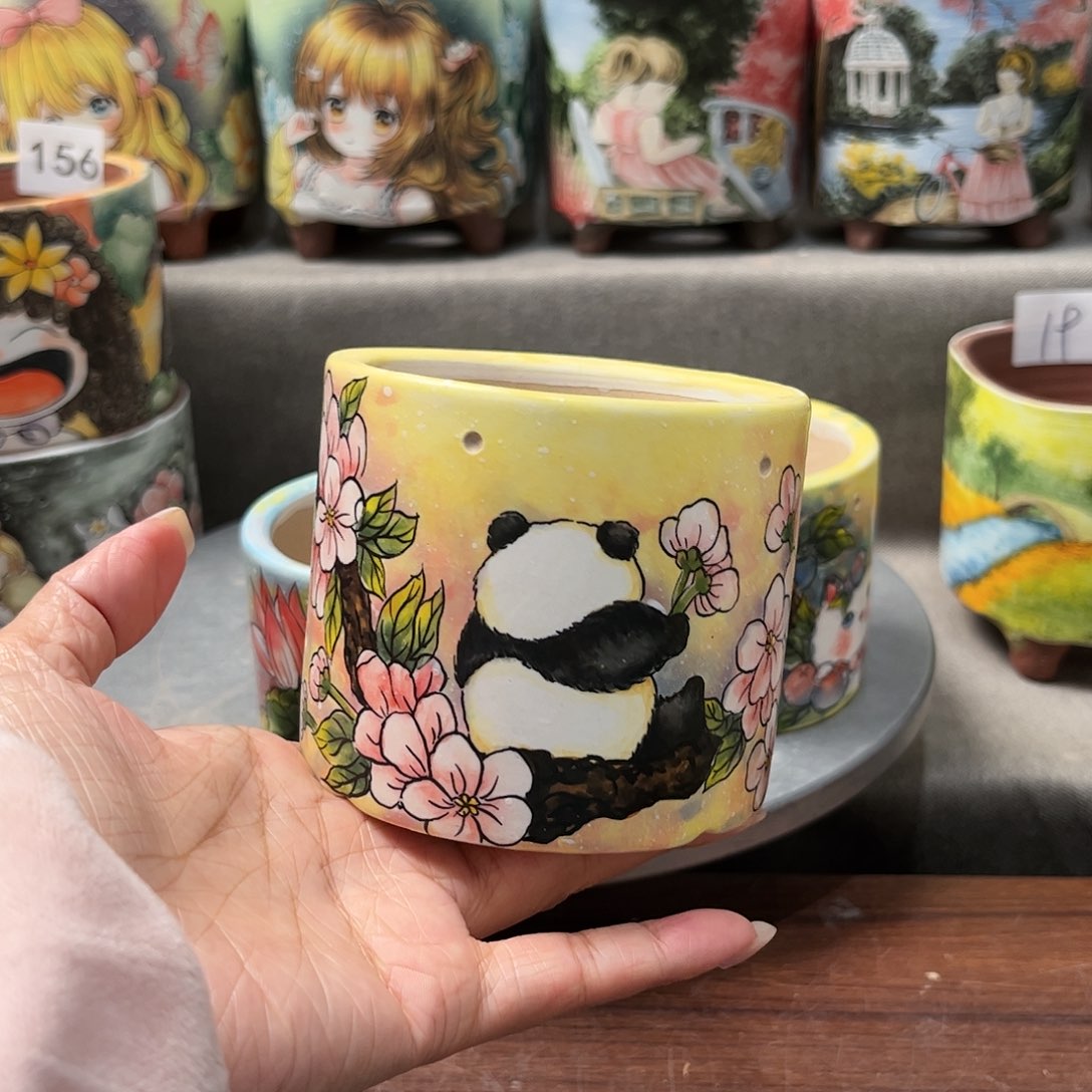 紫砂花盆圆直筒福利盆