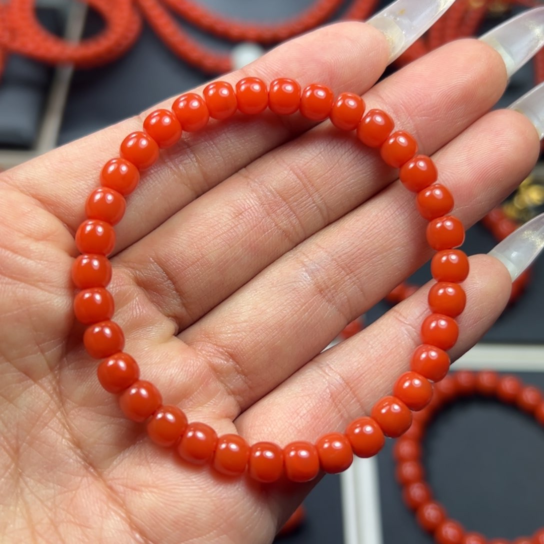 南红玛瑙小手串未镶嵌西山杨柳冷水河蛋蛋料手串