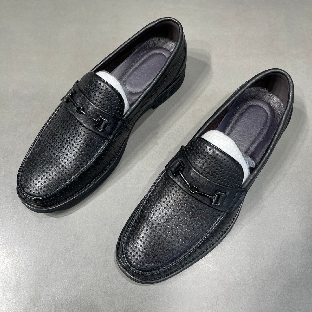 夏款头层牛皮打孔皮鞋真皮豆豆鞋驾车豆豆鞋男士舒适夏季百搭