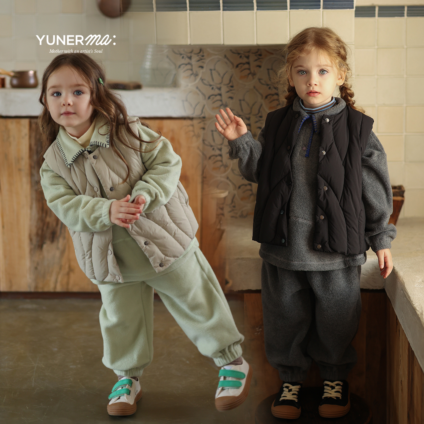 允儿妈女童秋冬小众韩系毛毛卫衣卫裤套装宝宝洋气套头衫运动裤潮