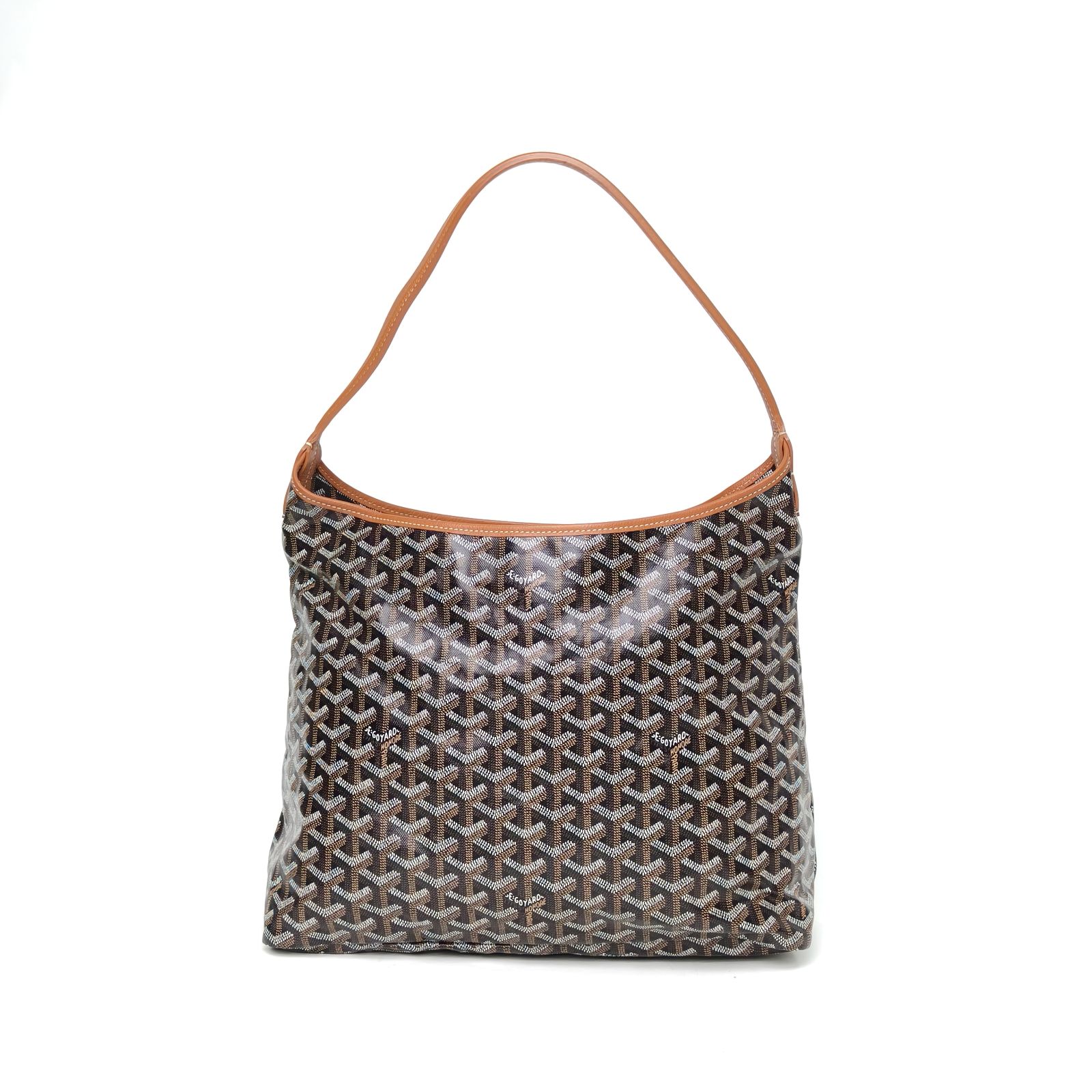 99新 Goyard 小花6枫Boheme Hobo Bag 子母腋下包 棕色 银扣 