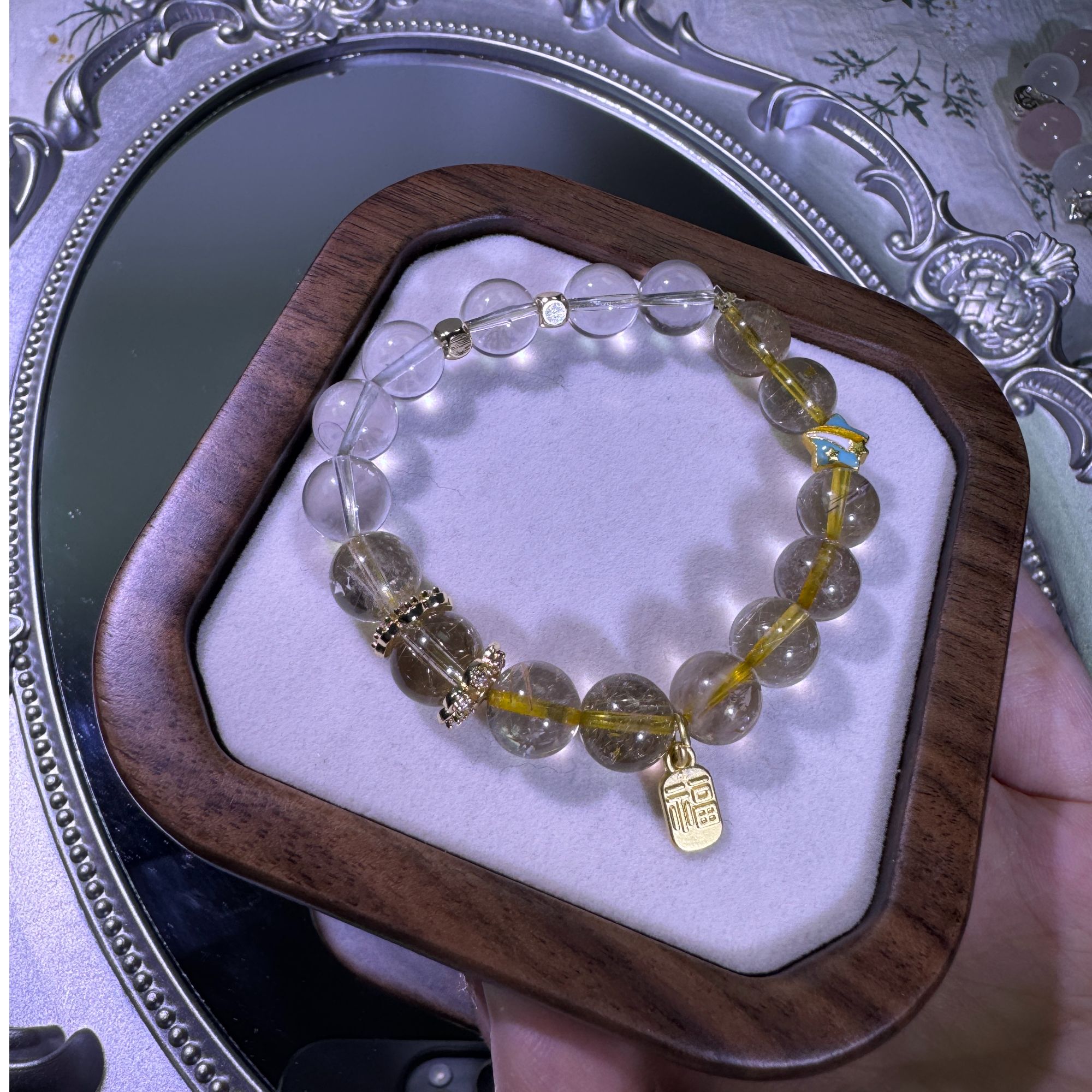 【浮光织影】408元六单一起拍下~金发白水天然水晶手串