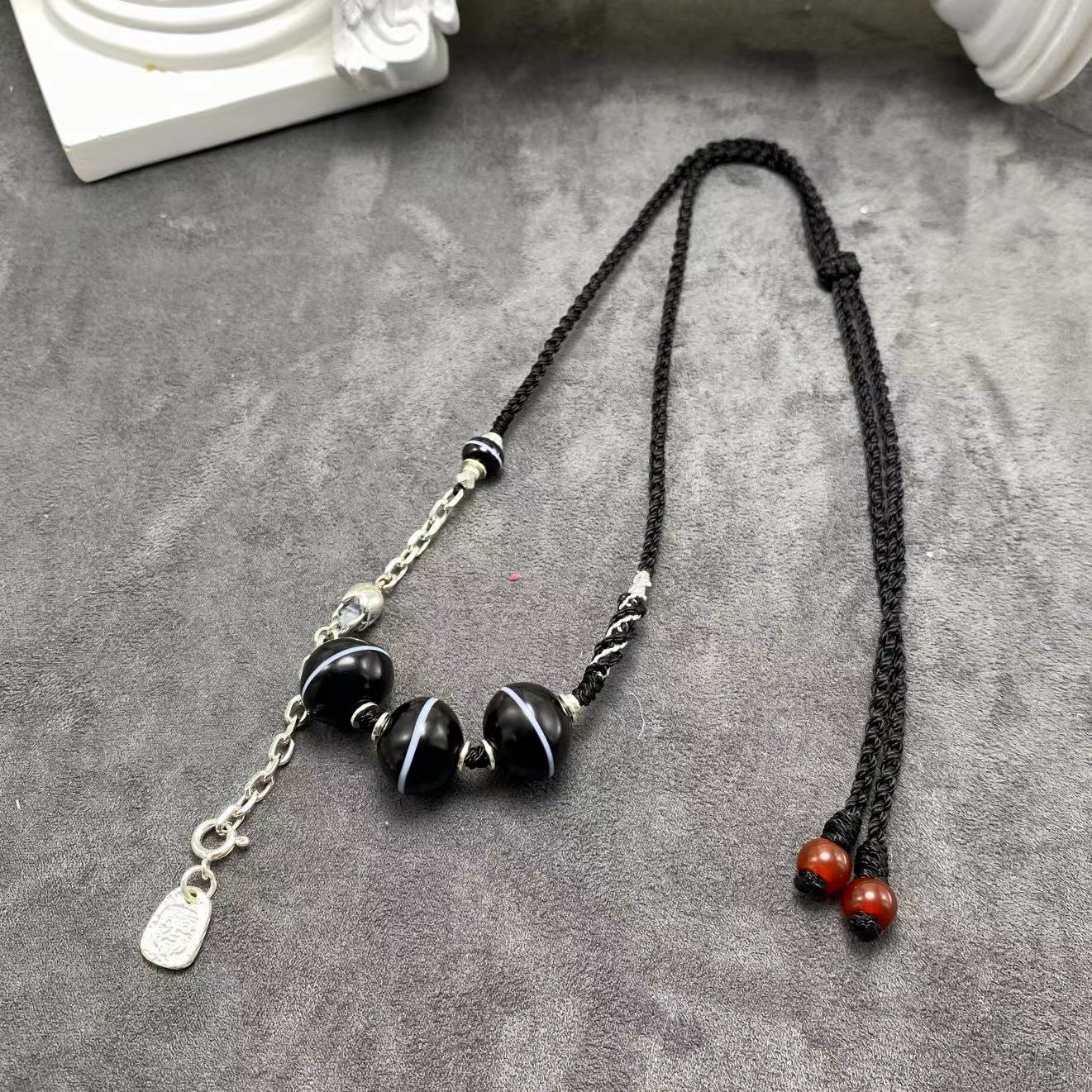 扶摇臻选|阿呆黑白飞碟老一线天珠吊坠0449