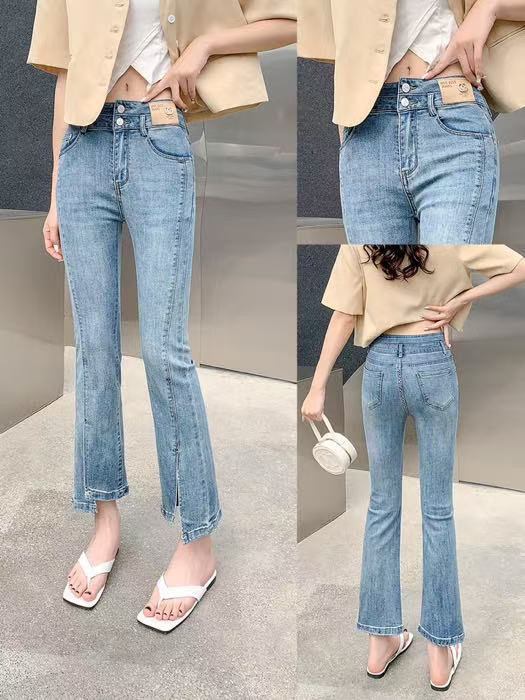 【素境】8325春夏香港韩版百搭开叉皮标潮牌纯欲慵懒风女装（3）