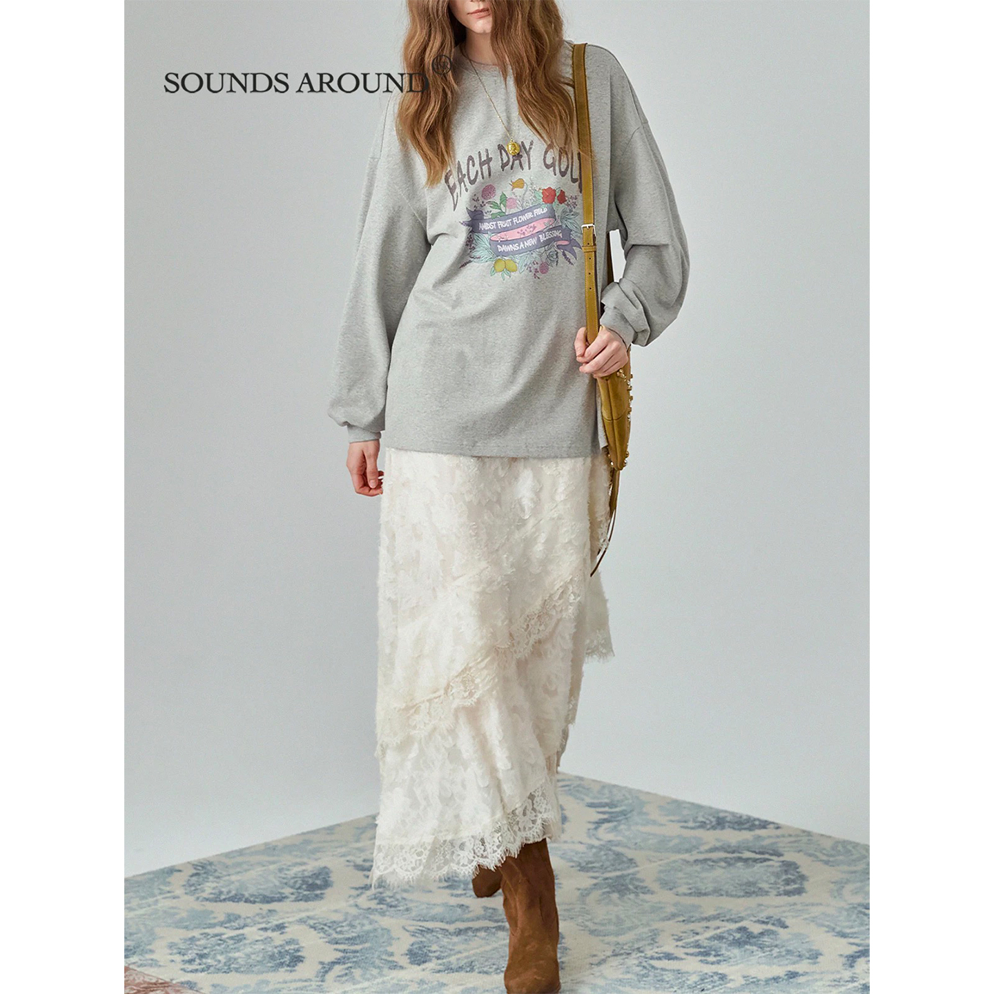 SOUNDSAROUND/SOUNDSAROUND【达人专属】设计感不规则蕾丝半裙