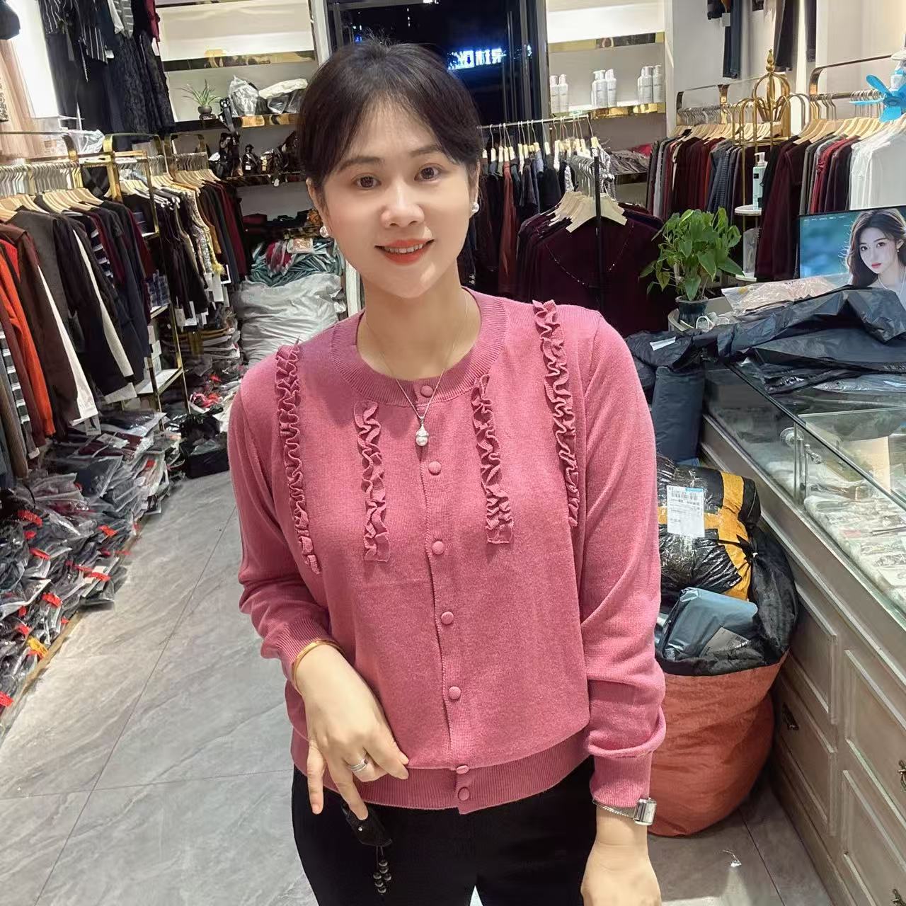 5-99527开衫休闲针织衫56长