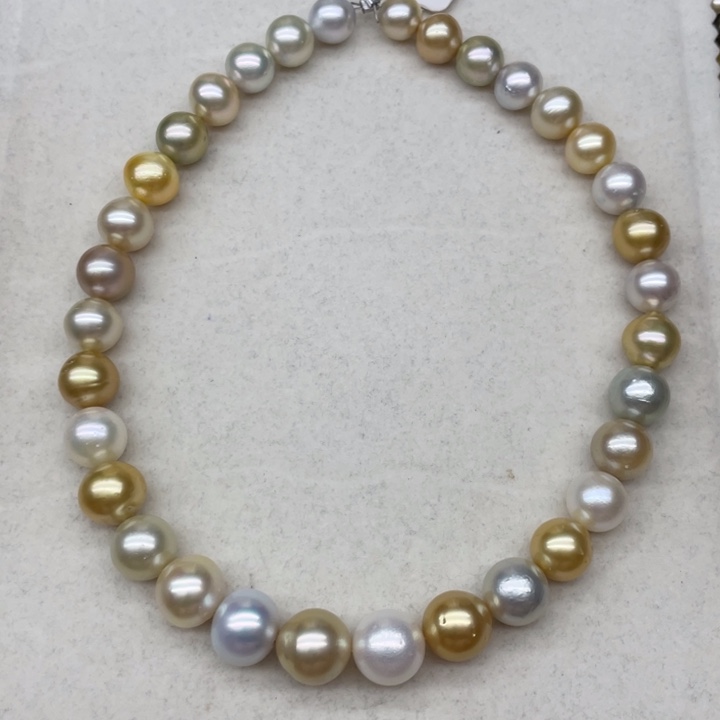 未镶嵌项链海水珍珠白金混彩糖果色10-14