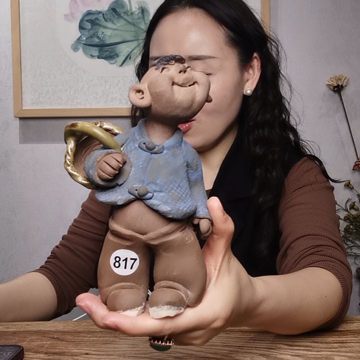 粗砂羲娲娃系列作品挎筐男娃