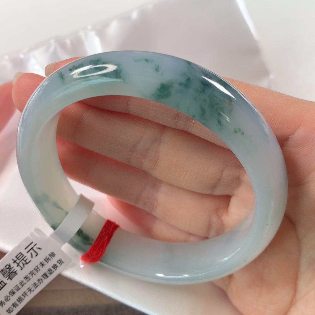 未镶嵌手镯翡翠 正圈①④⑨有纹微瑕漏超值❤️