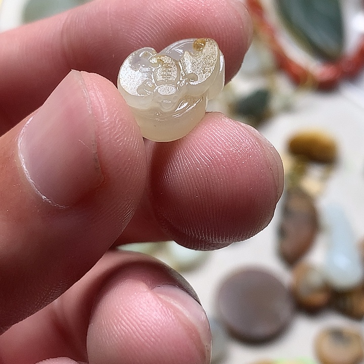 和田玉未镶嵌挂件和田玉蝙蝠铜钱配件