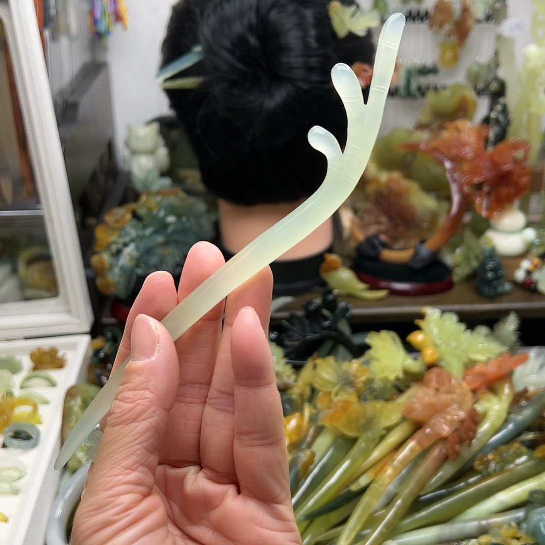 蛇纹石玉发饰合金