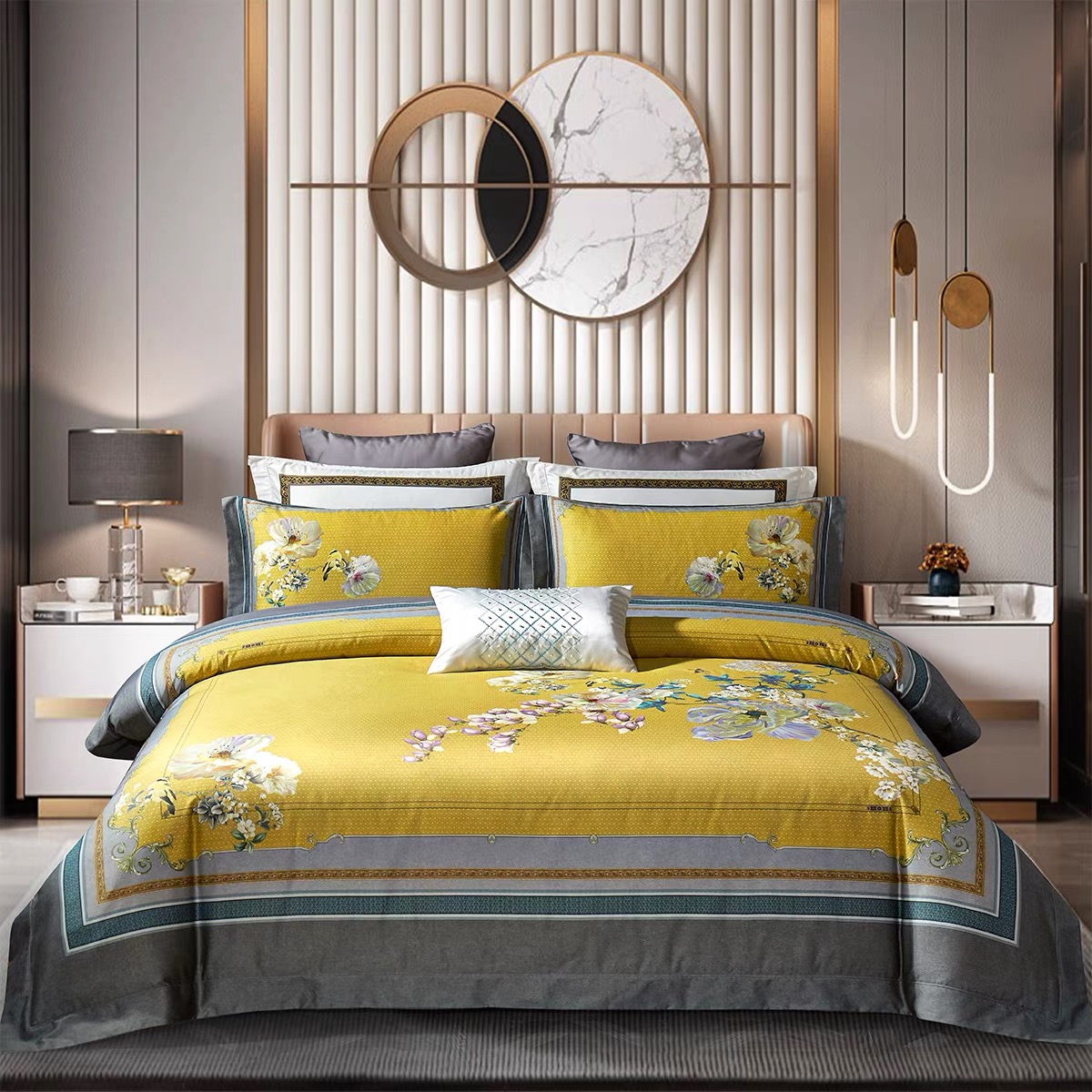 全棉数码印花四件套-方庭烟蕊