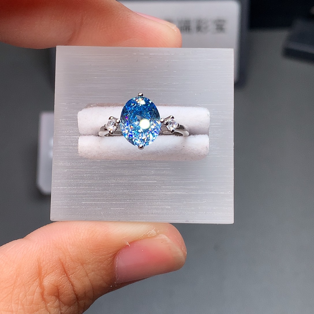 海蓝宝石银S925镶嵌戒圈