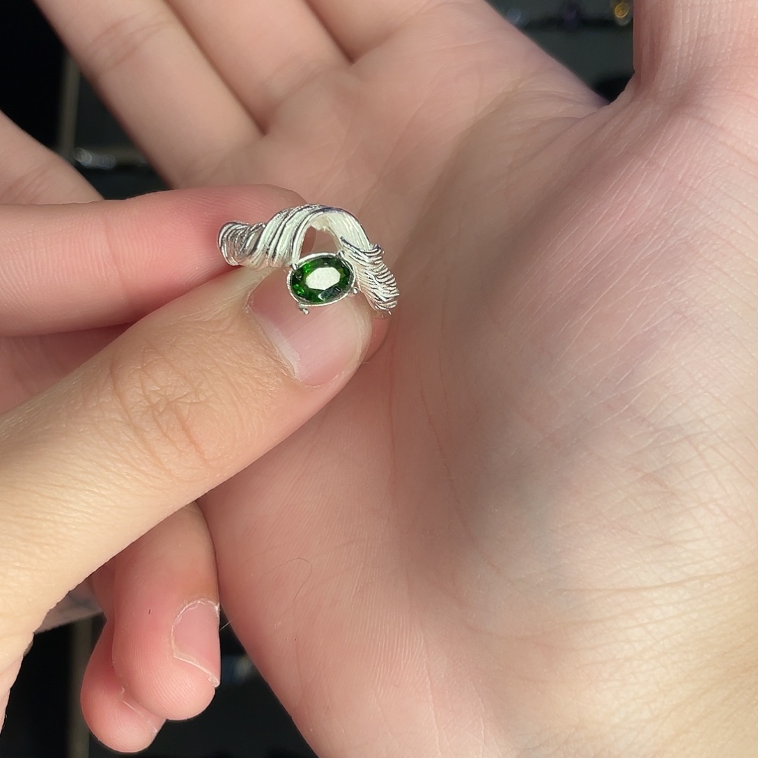 透辉石戒指银S925镶嵌