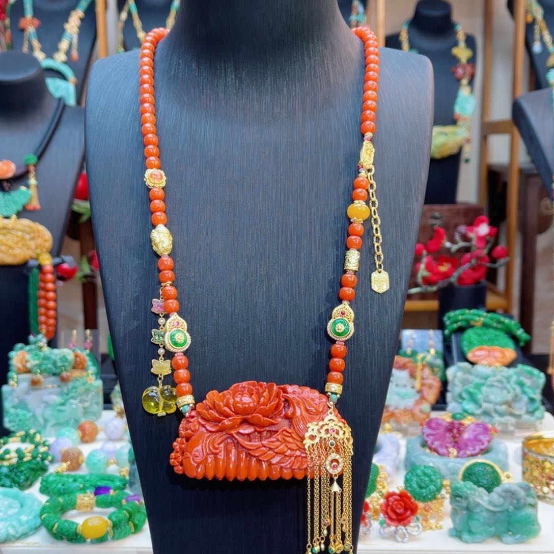 南红玛瑙颈饰合金48小时鉴赏期