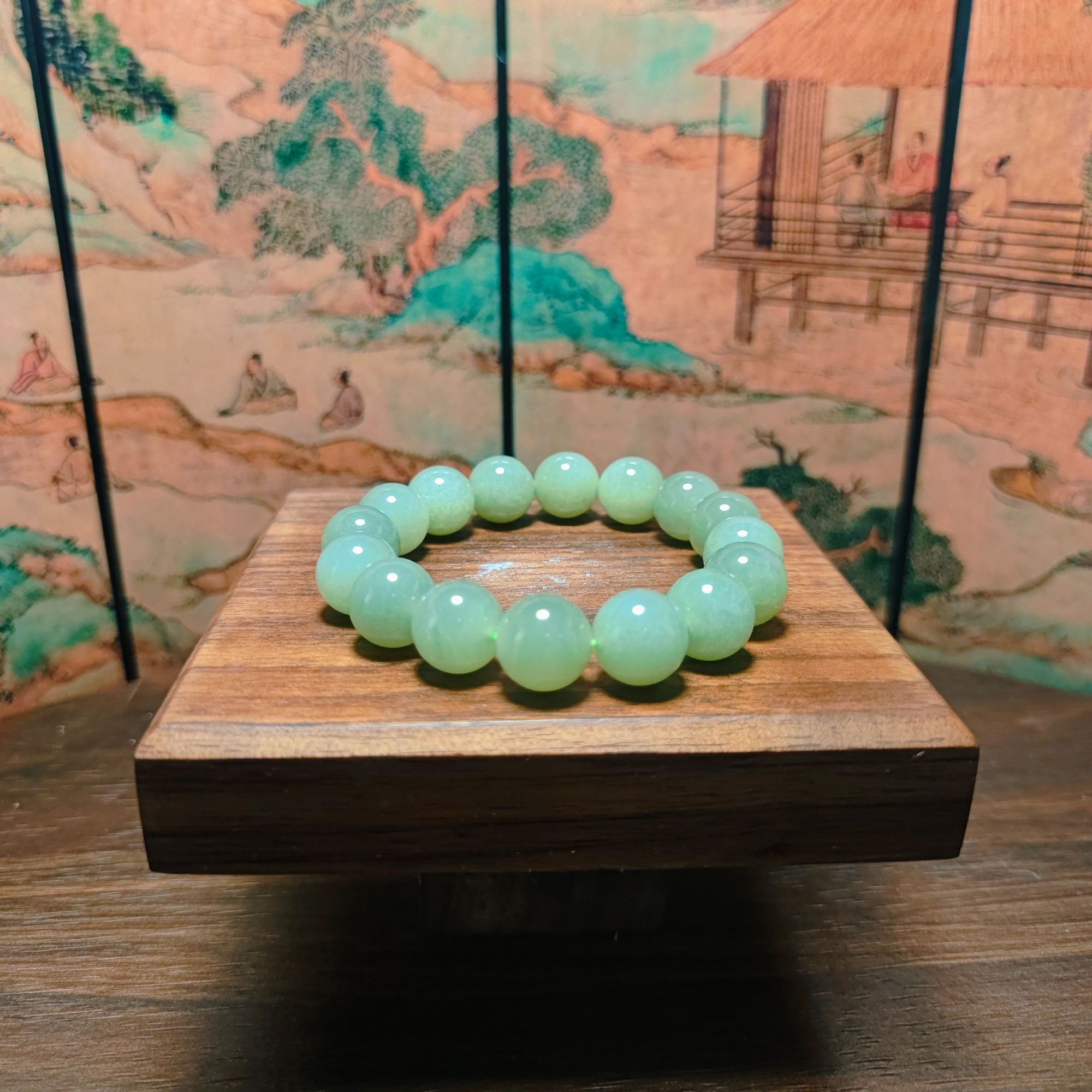 V和田玉圆珠手串（卡12）0370