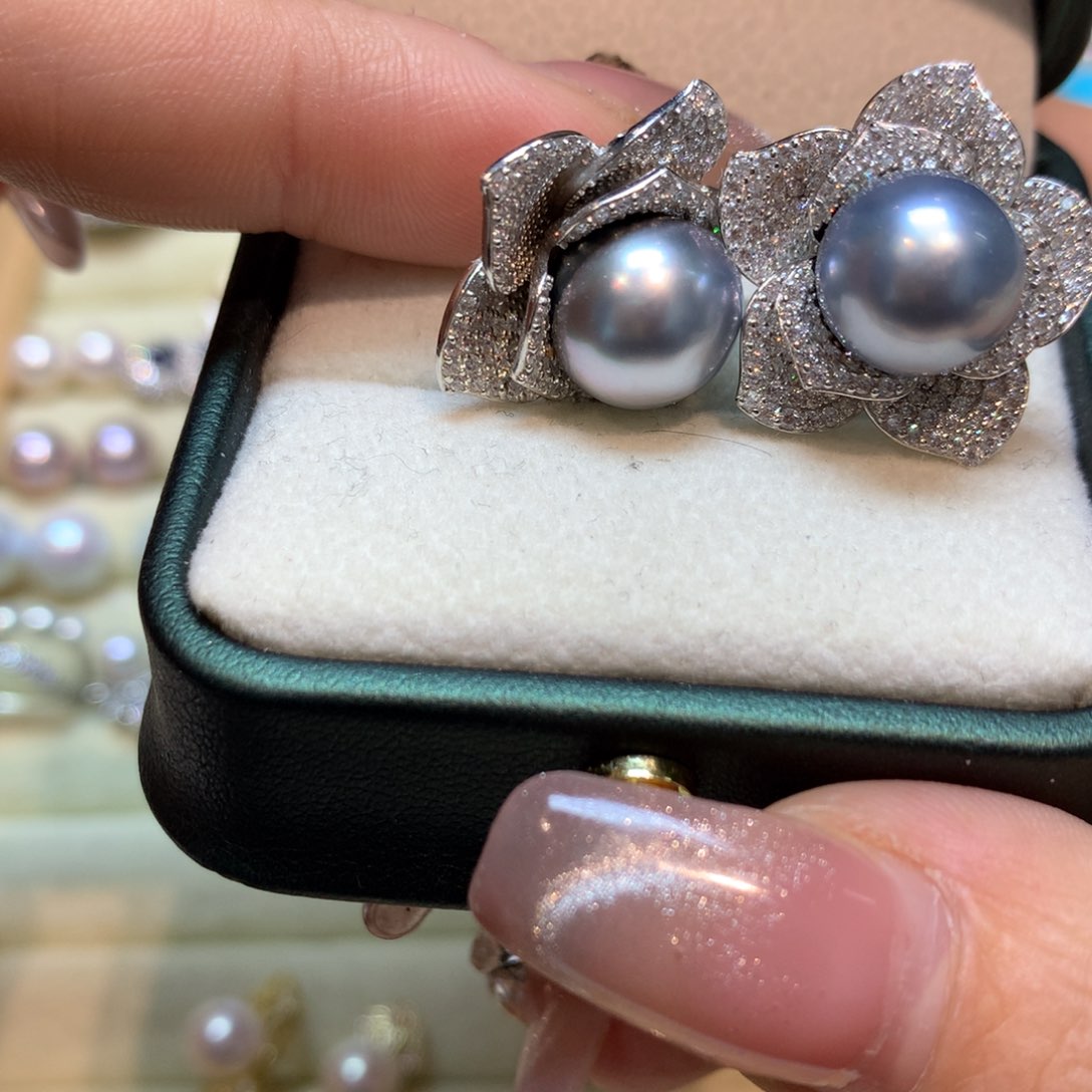 海水珍珠耳饰银S925镶嵌