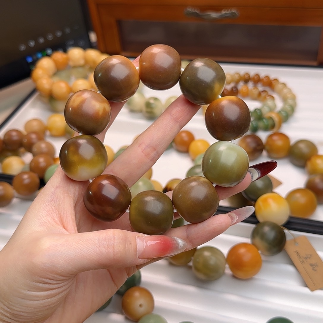 菩提根/象牙果手串清**茉卡24干磨苹果微微瑕