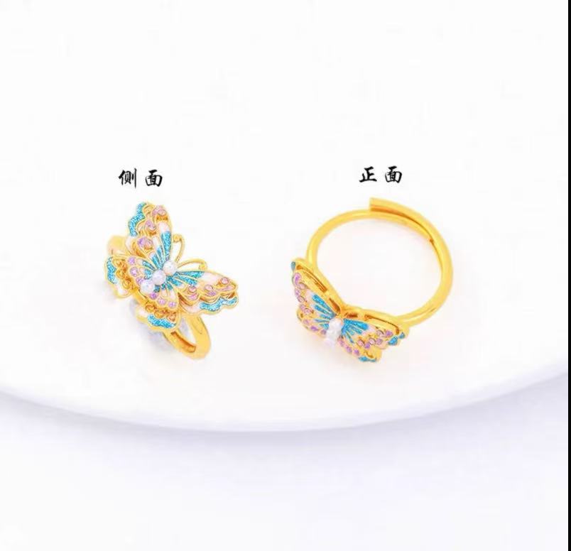 BY181  蓝色蝴蝶戒指