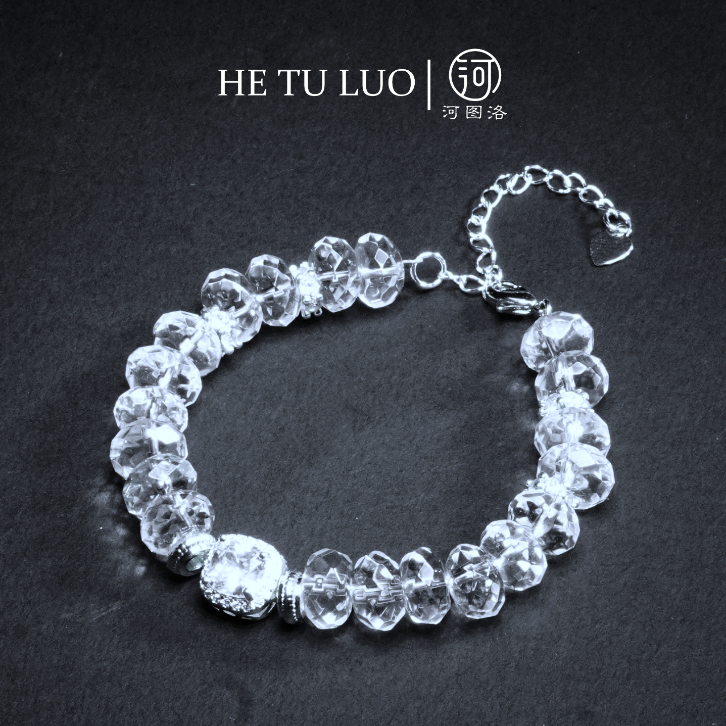 河图洛·「喜马拉雅」钻切白水晶碟珠128面手串手链【多样性发其一