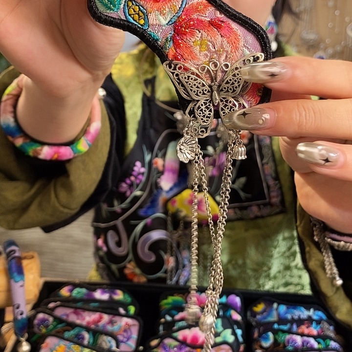 玻璃足银发夹发饰