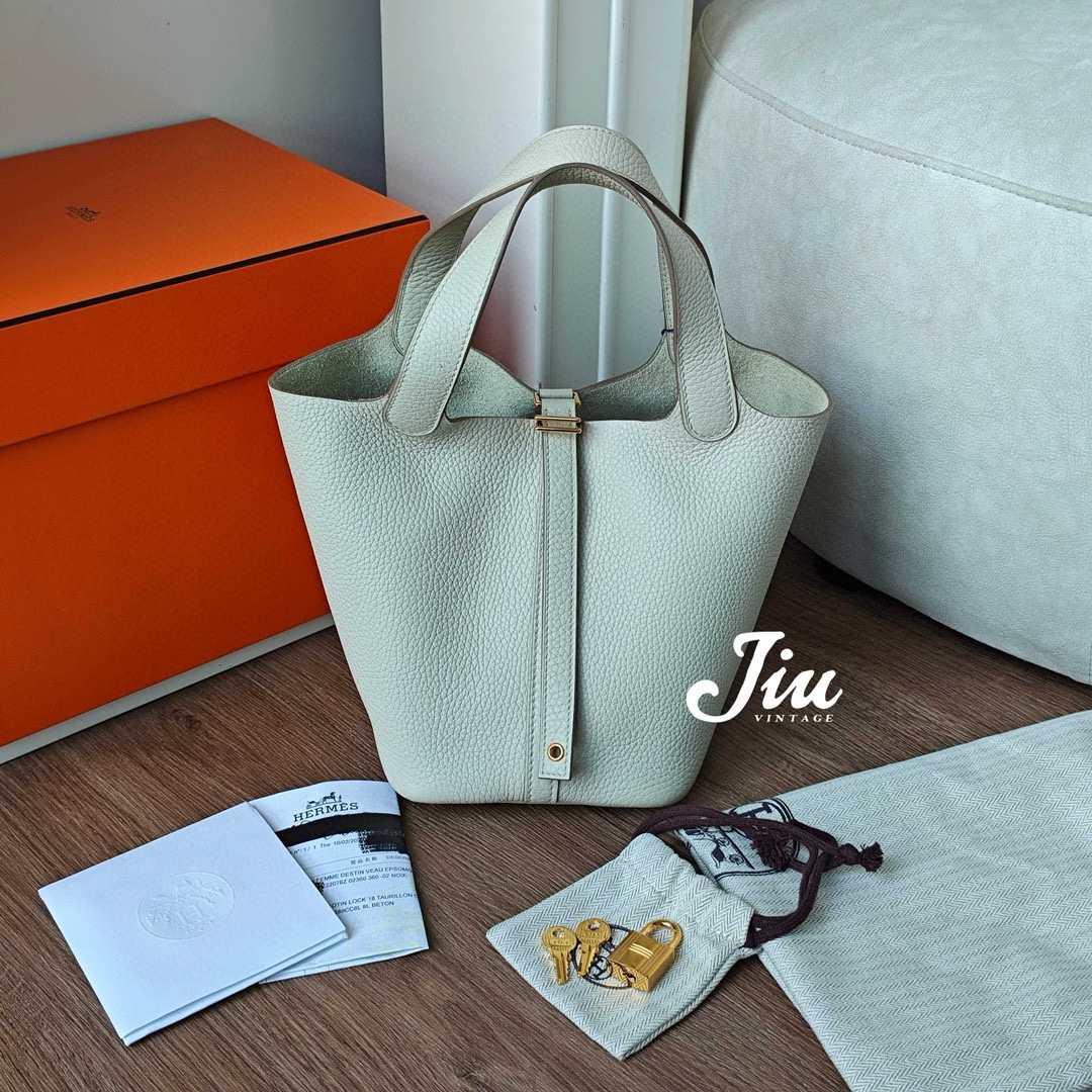 99新 Hermes/爱马仕 冰川白金扣18菜篮子U刻JM13-0179