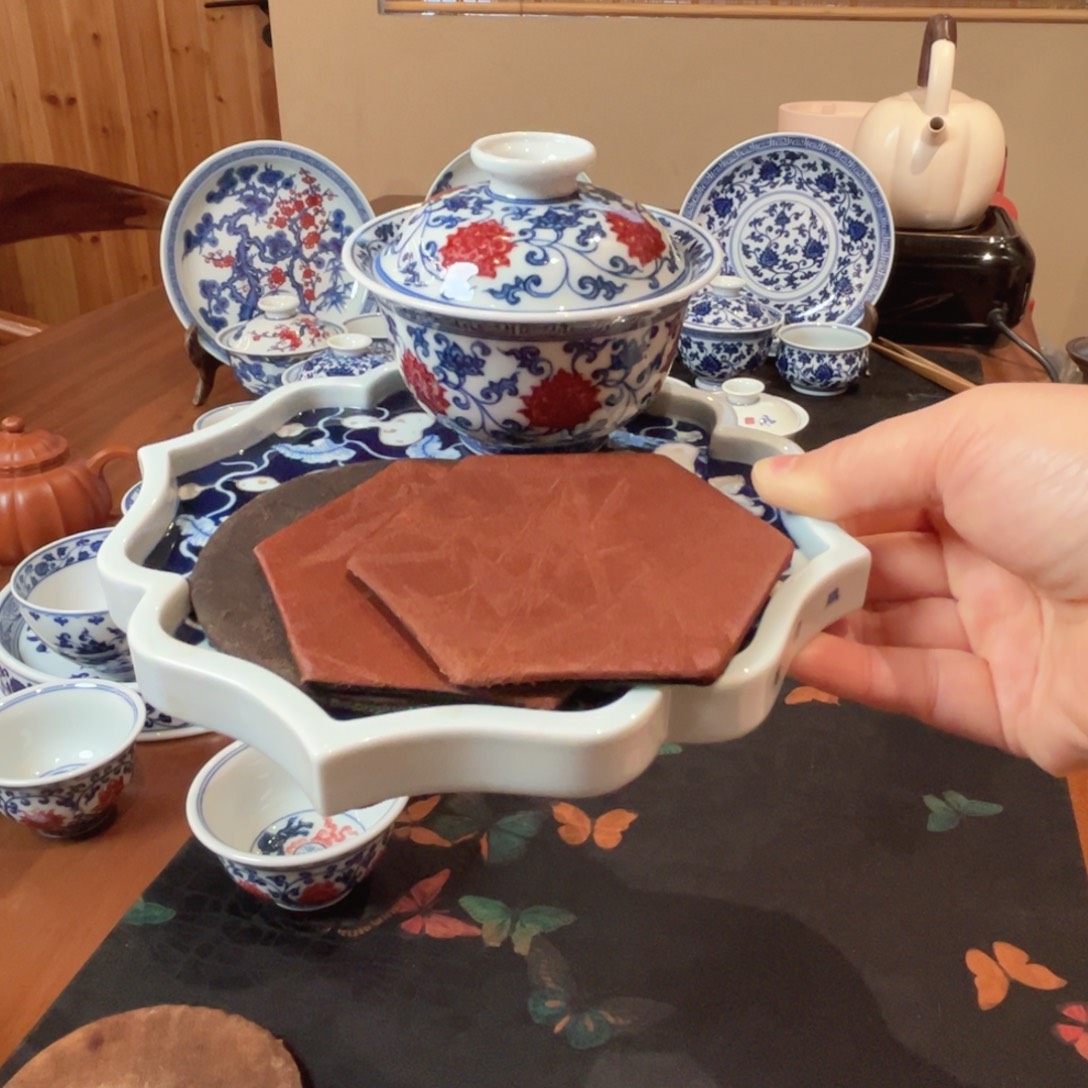 其他陶福禄，釉里红套装送杯垫3