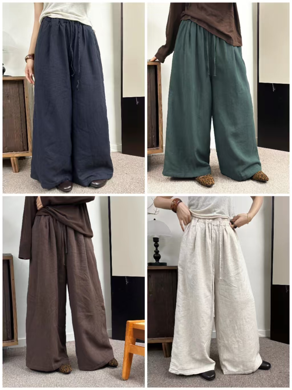 【布衣麻舍】7209亚麻万能松紧腰棉裤（裤长95，臀围140）时尚休闲