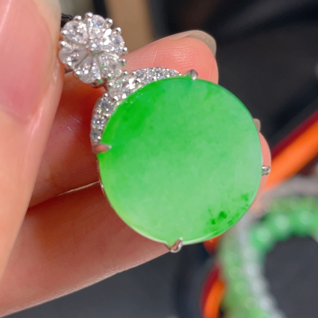 翡翠银S925镶嵌吊坠(不含链)