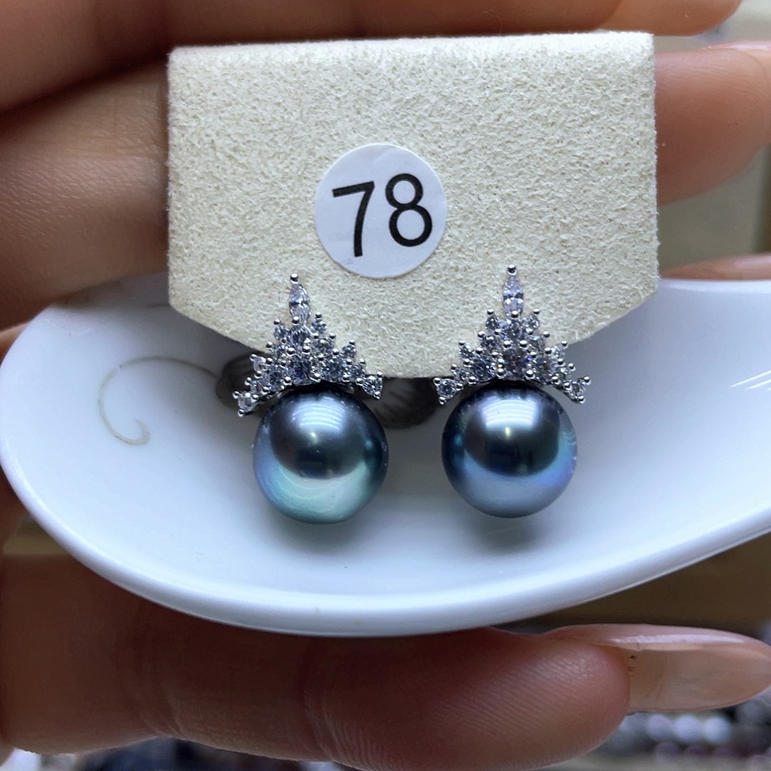 海水珍珠耳饰银S925镶嵌