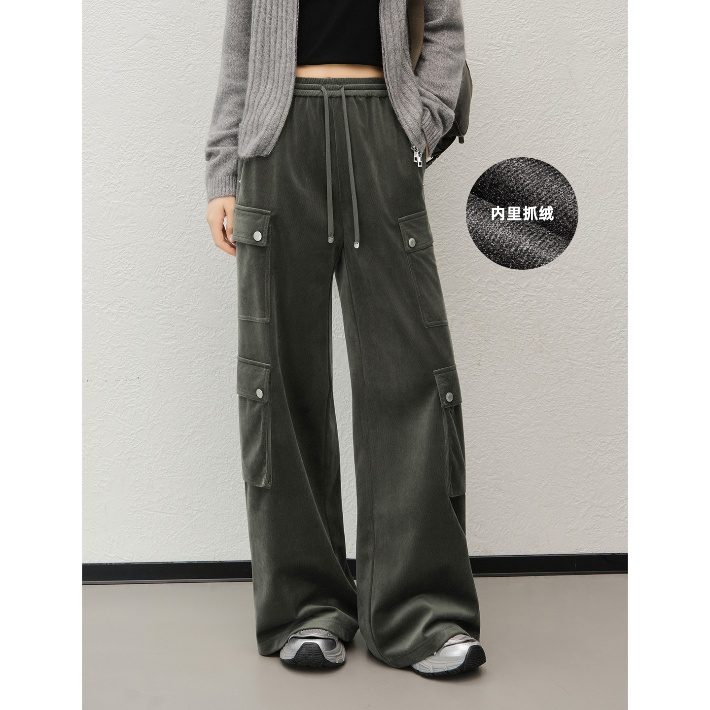 A美洋MEIYANG暮野休闲裤【商场同款】灯芯绒*保暖松紧腰工装裤【宽】