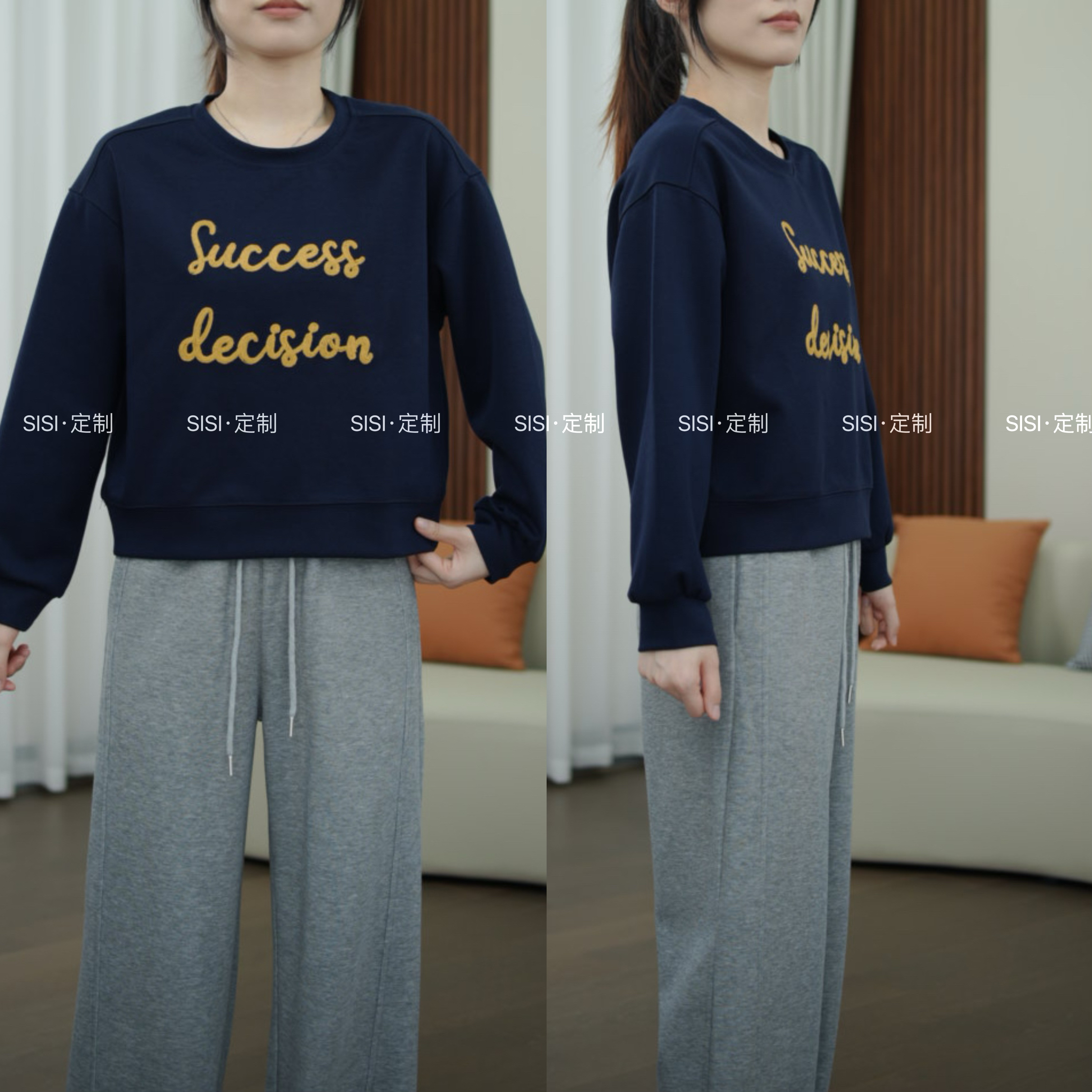 秋季卫衣字母常规套头款长袖套头休闲风圆领