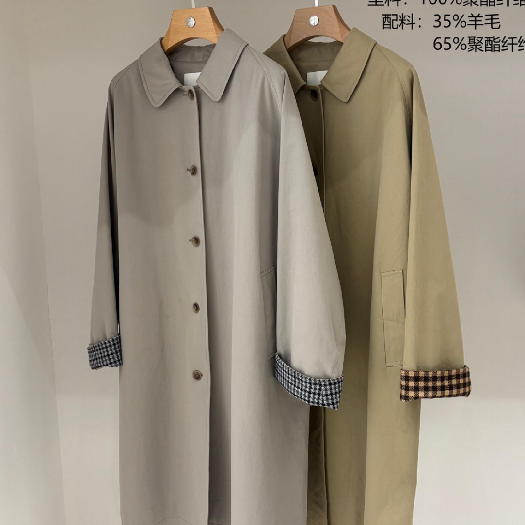 新款韩系中长款宽松miu风衣春秋小个子高级感百搭休闲外套