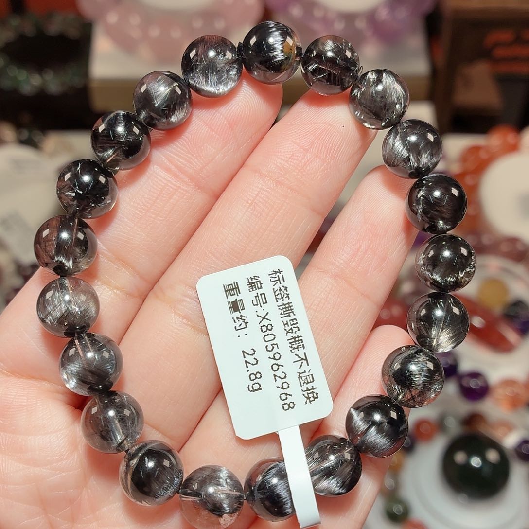 水晶手链未镶嵌小*侠F黑银钛9