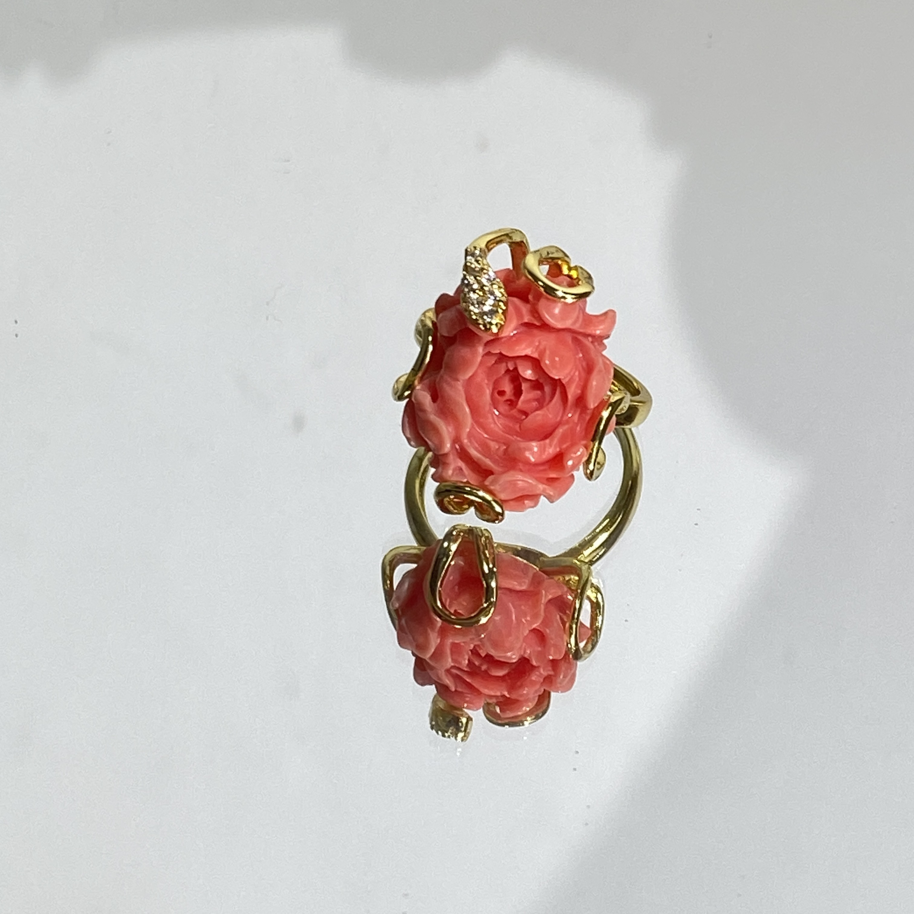 铜合金合成锆石戒指 TTSD 粉色花朵时尚气质百搭女士戒指 672