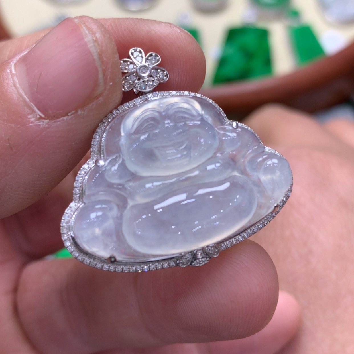 【闪购商品】翡翠颈饰18K金镶嵌佛公