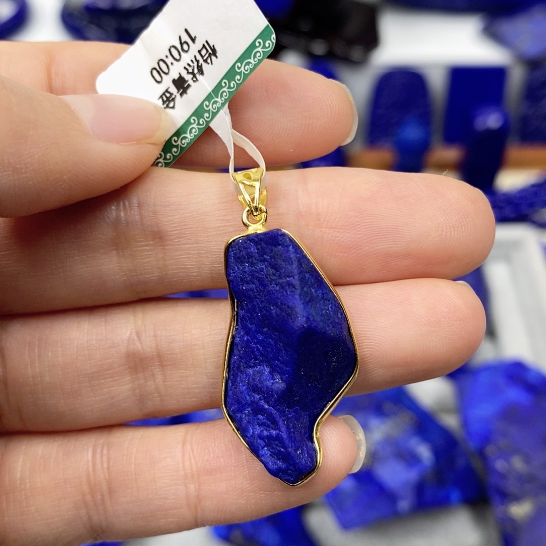 青金石颈饰银S925镀金镶嵌