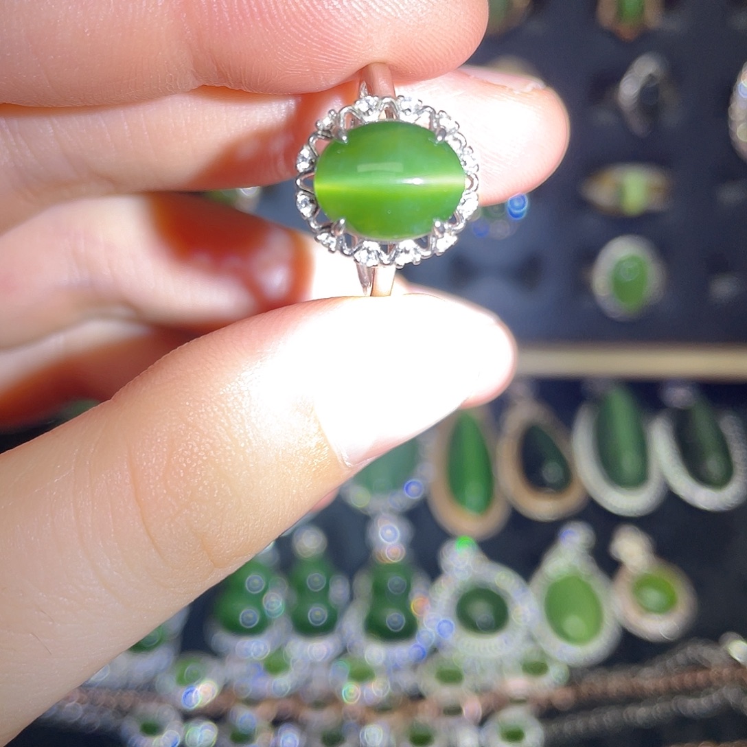 和田玉（碧玉）银S925镶嵌吊坠(不含链)