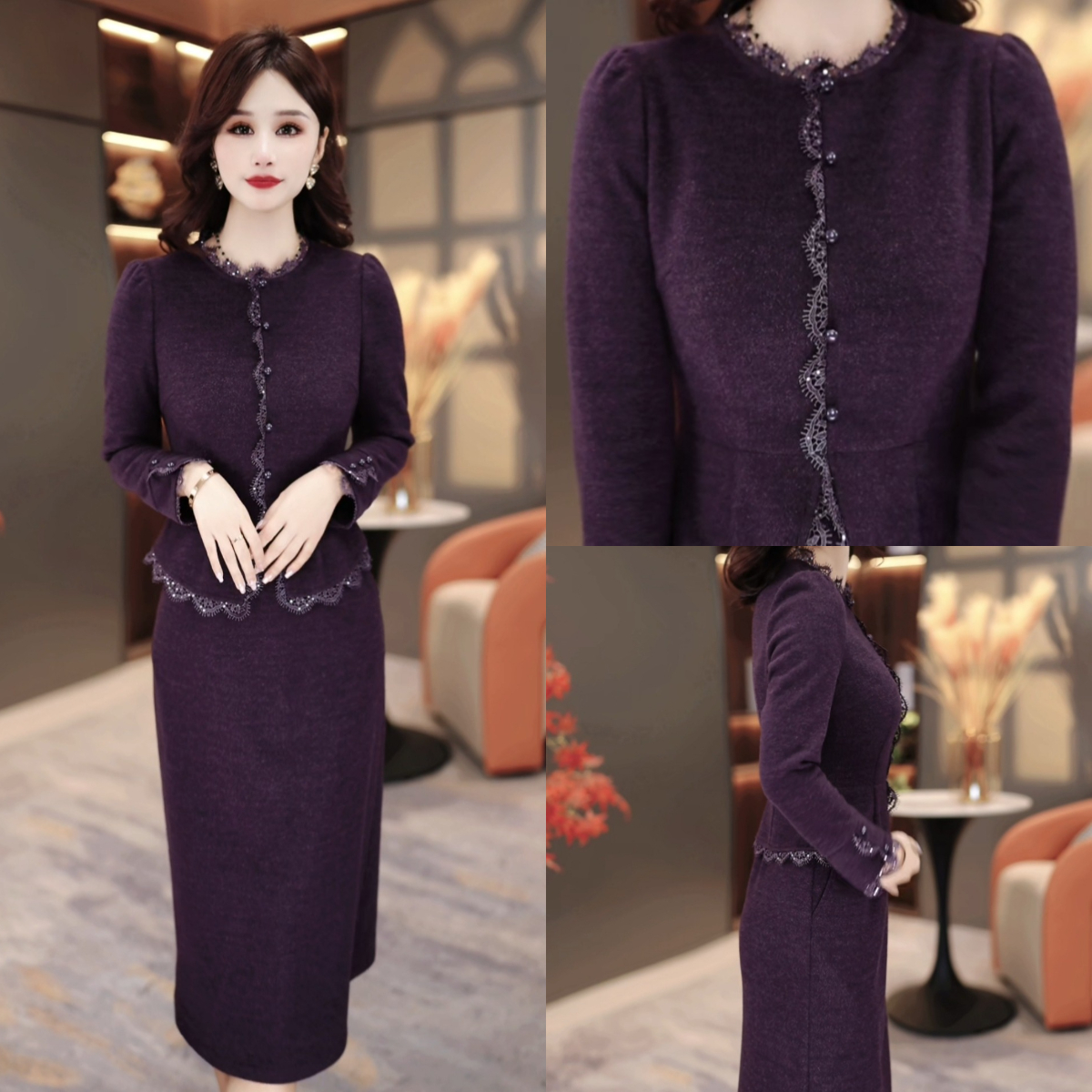 含羊毛冬季新款连衣裙2025减龄显瘦遮肉气质遮肚裙子CY25Y3363