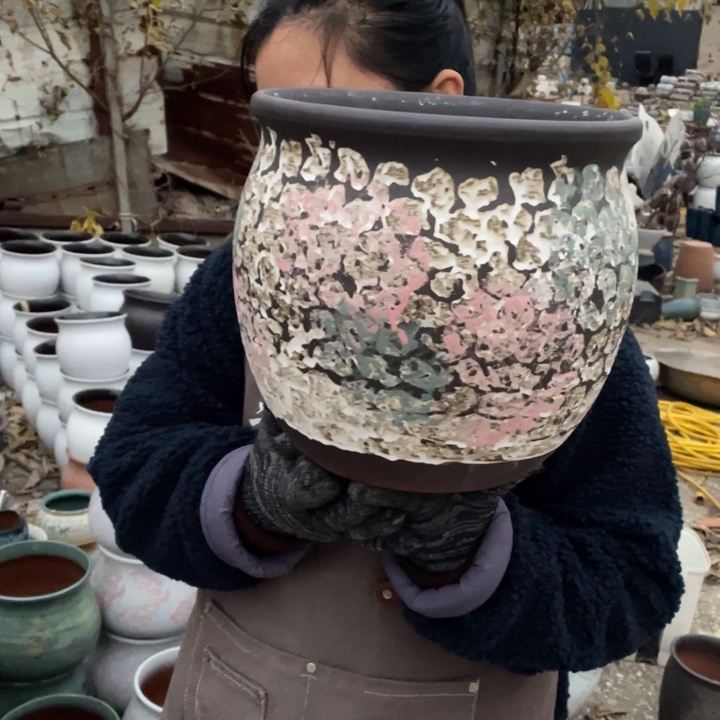 紫砂花盆口25高24瑕疵瑕疵