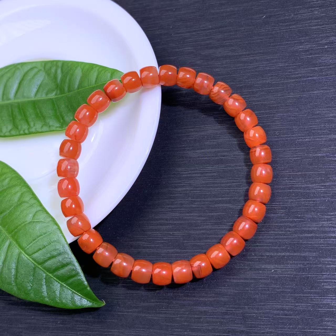 天然原矿无胶川料保山冰飘南红素圈樱桃红直切单圈手串-6m