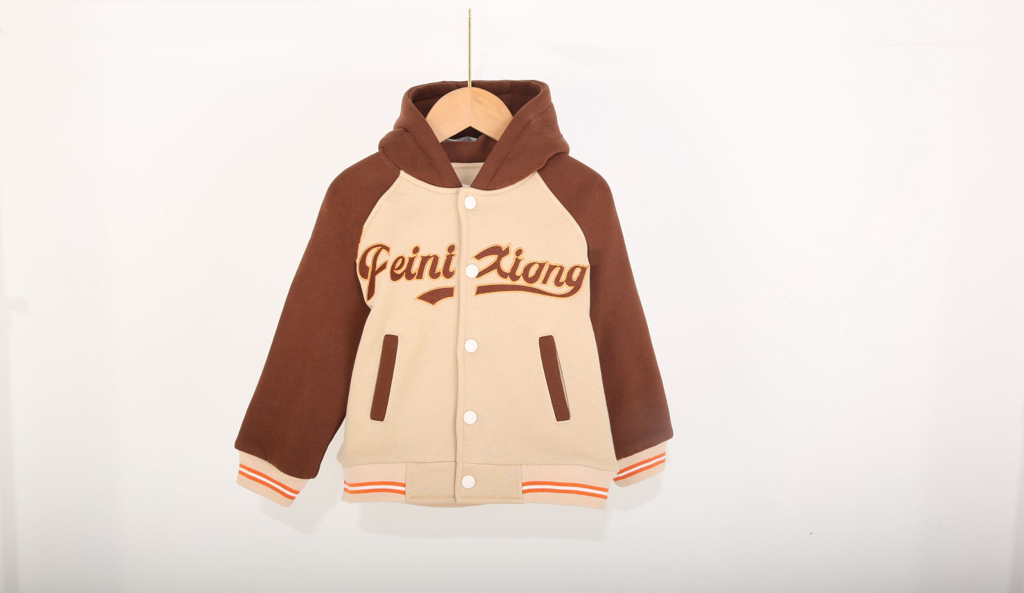 儿童春秋一体绒加纯棉里子双层连帽厚外套男女童加厚连帽棒球服