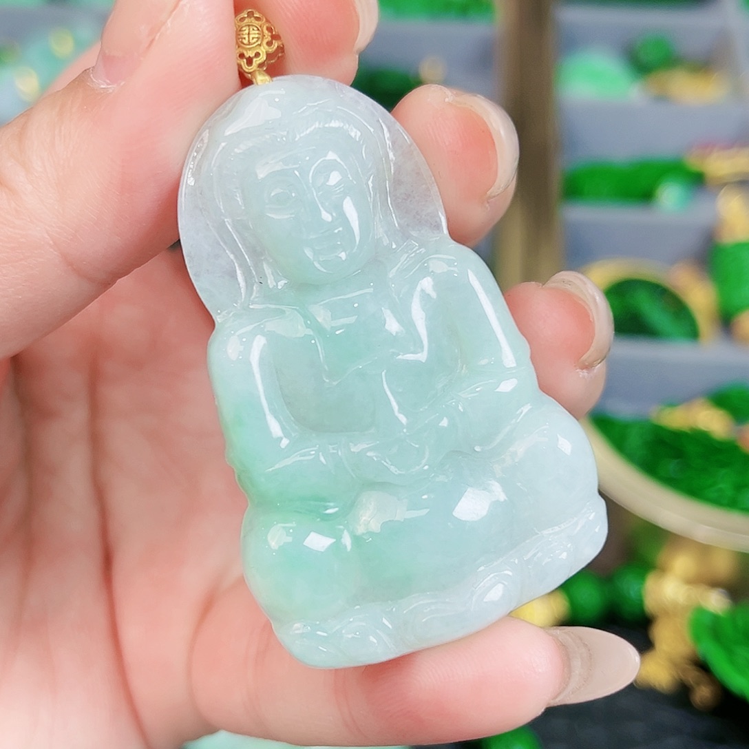 翡翠颈饰18K金镶嵌吊坠