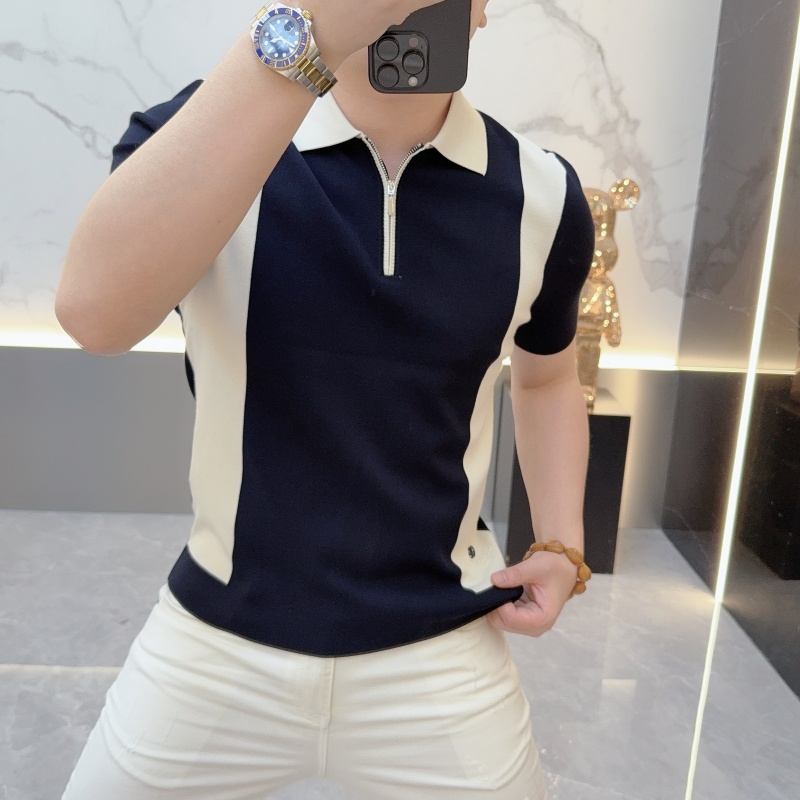 2025欧货轻奢男士秋冬新品短袖T恤男POLO衫翻领针织衫上衣潮9595