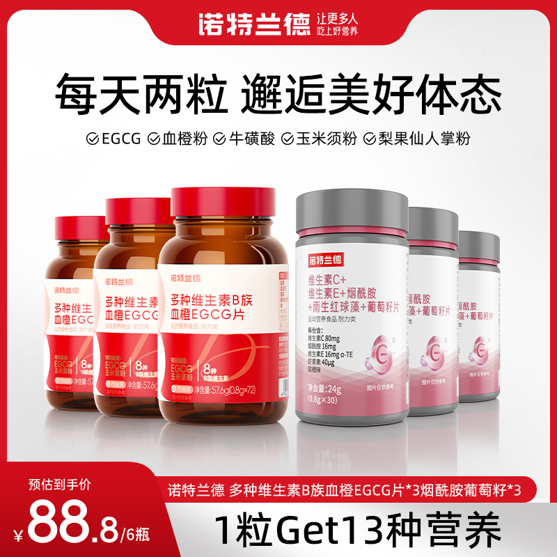 诺特兰德维生素b族女士复合维生素EGCG片维c维e烟酰胺葡萄籽片qyz