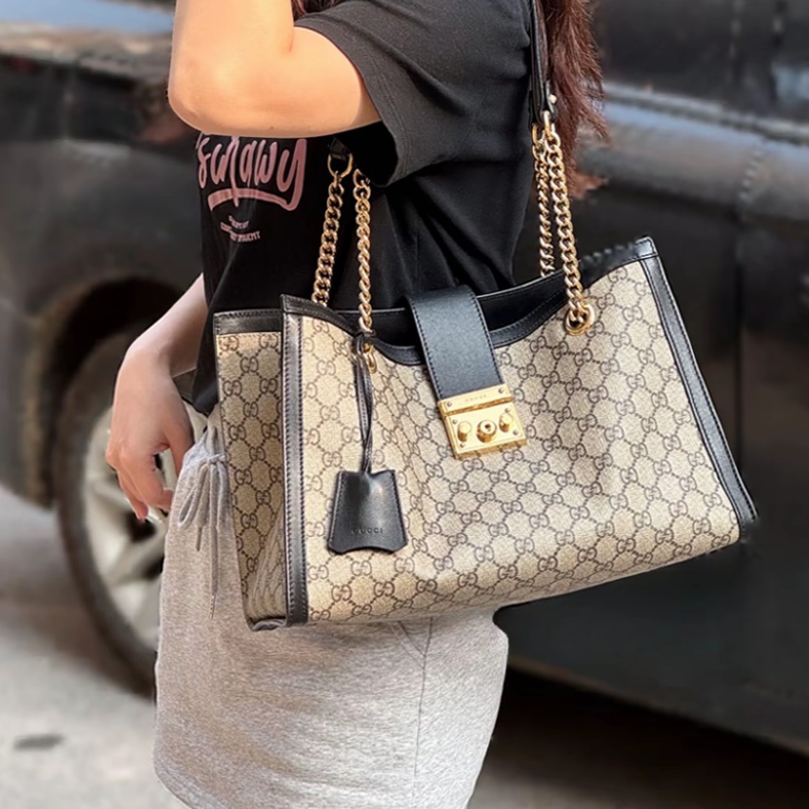 95新 GUCCI/古驰 /月光宝盒/黑色/手提单肩包