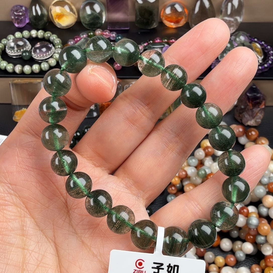 水晶手链未镶嵌天然绿幽灵步步高升千层