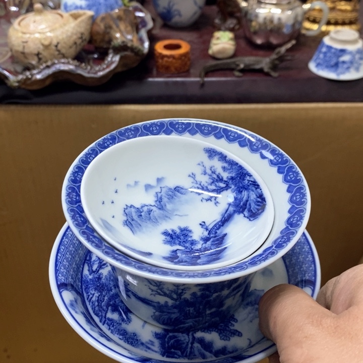 茶盏枭*密胺手绘陶瓷杯子