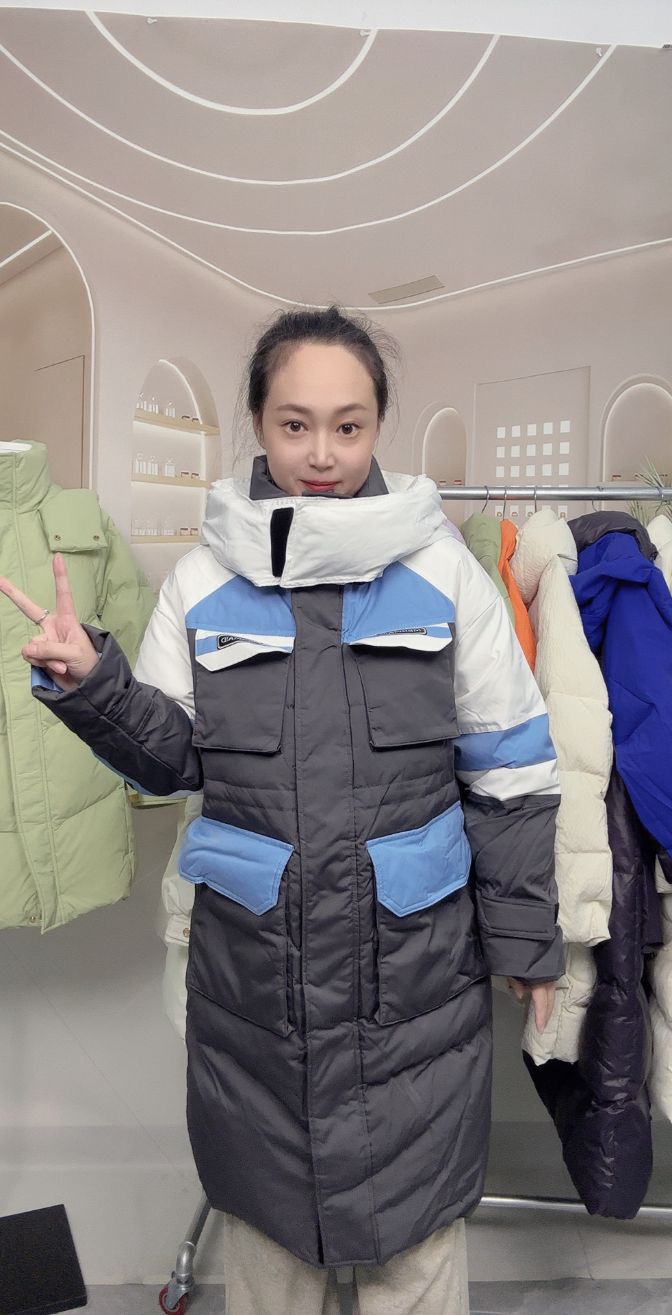 潮流加厚街头风冬季长款厚款休闲轻职风纯色